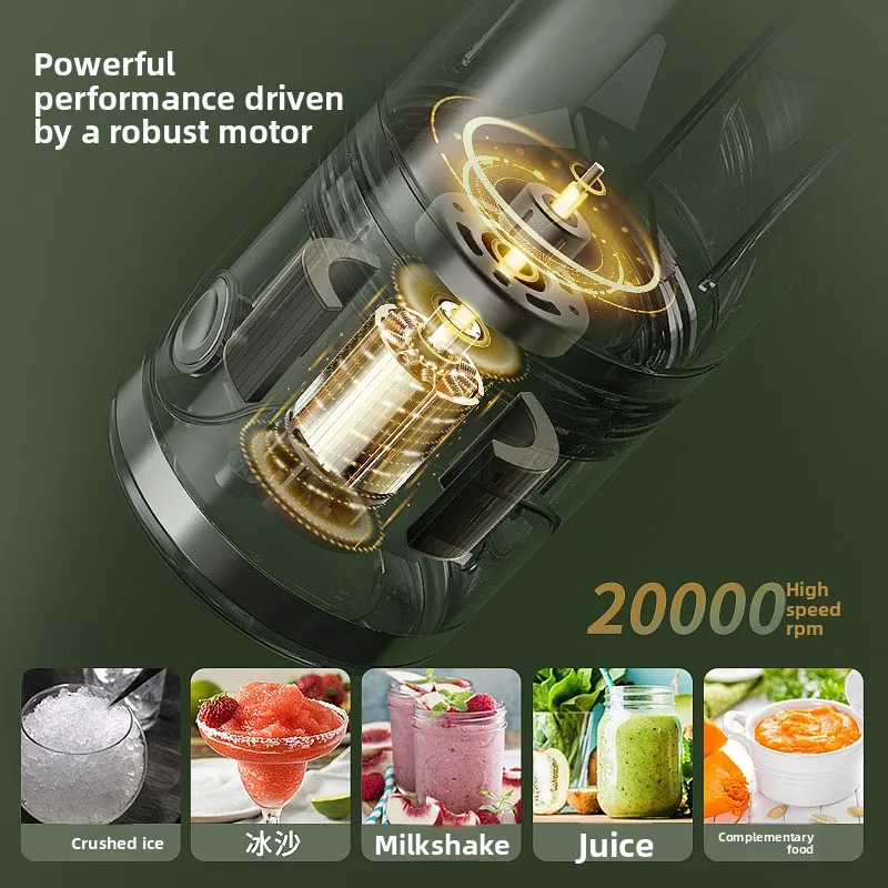 Portable Fully Automatic Rechargeable Wireless Juicer, Small Household Ice Crusher,Juicer Blender Bottle Portable Juicer Blender