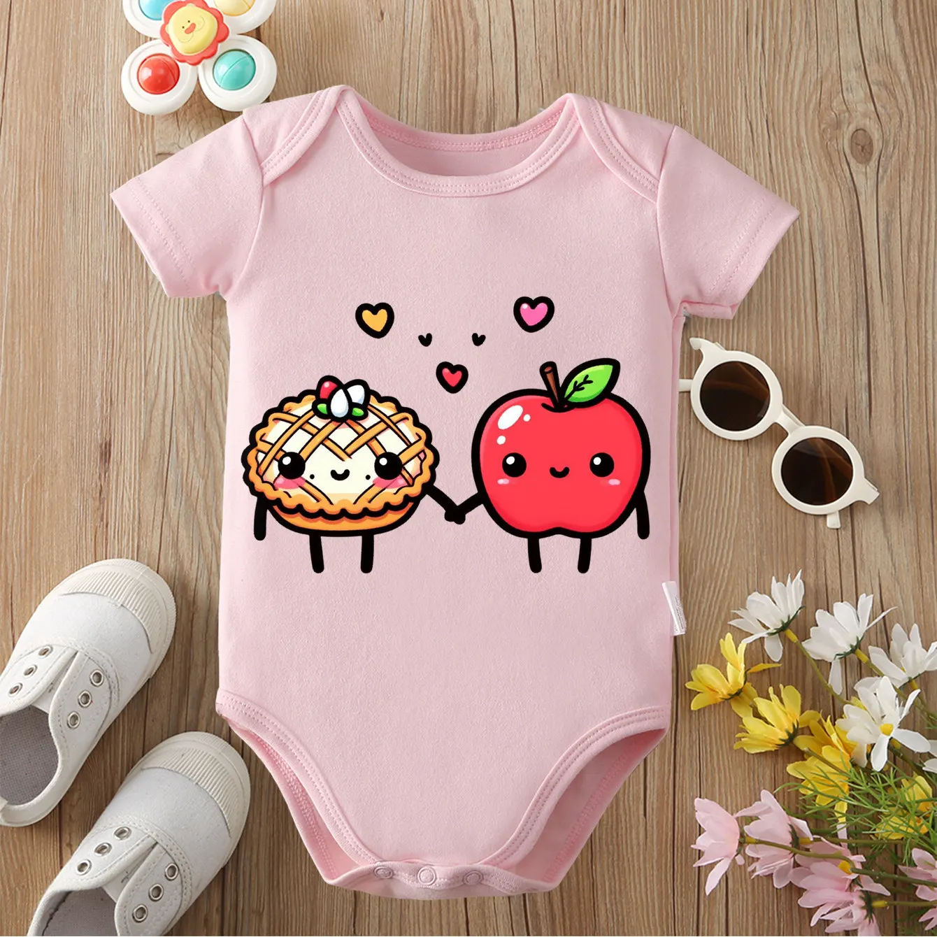 

100% Cotton The Best Partner Gota Apple Print Bodysuit Comfortable Onesie Cloths for Baby Jumpsuit for 0 To 12 Months Newborn