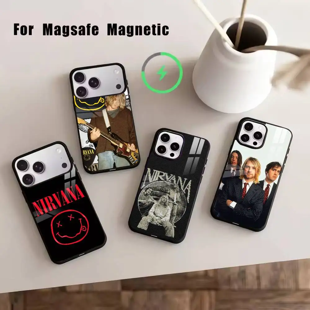 

N-Nirvana Phone Case For iPhone17,16,15,14,13,12,11 Plus,Pro Magnetic For Magsafe Wireless Charging