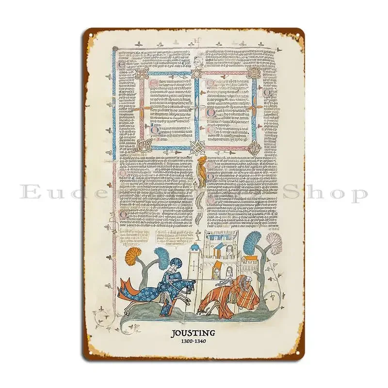 Fashionable Medieval Jousting 1300 1340 Metal Sign Pub Mural Funny Pub Plates Custom Wall Decor Tin Sign Poster