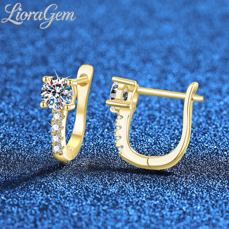 

LioraGem Classic U-shaped Moissanite Earrings, Light Luxury Versatile Moissanite Studs 18K Gold Stamp Party Charm Jewelry