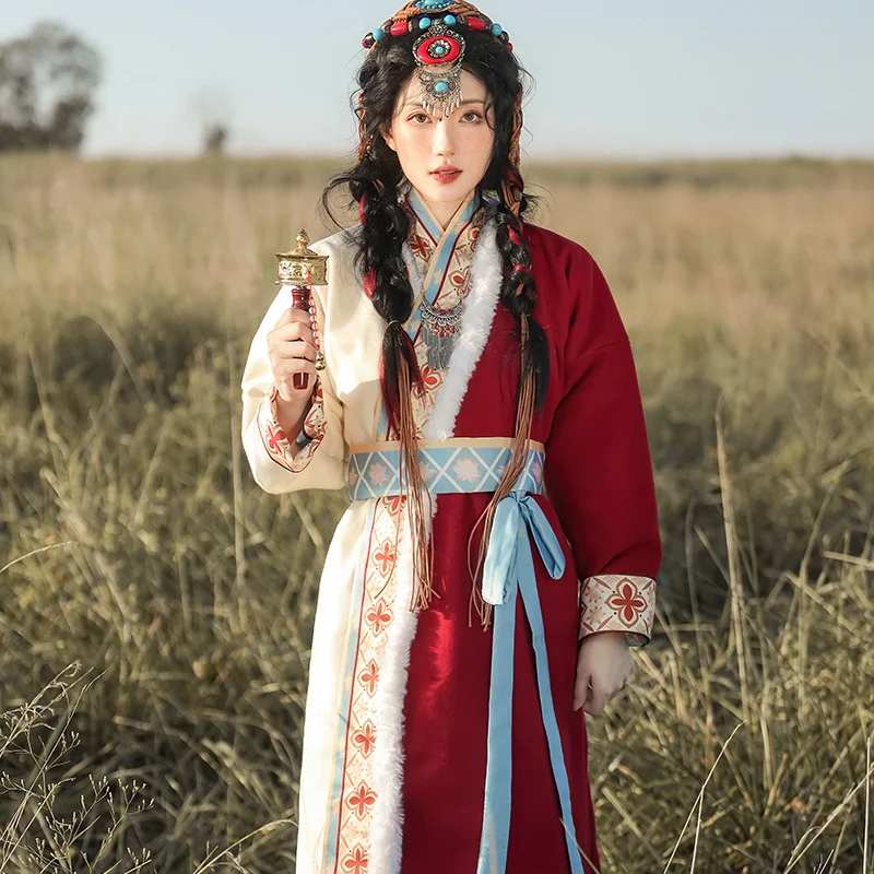 Women Daily Autumn And Winter Chinese Improved Style Han Elements Tibetan Clothing Ethnic Style Han Clothing Dance Costumes