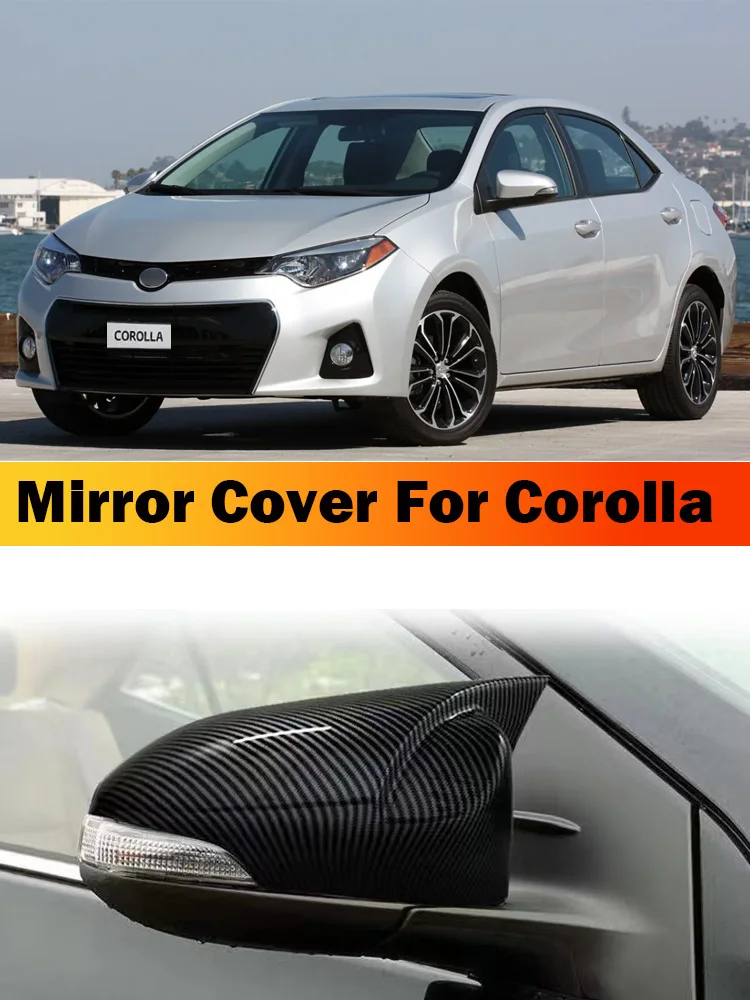 

2pcs Ox Horn Side RearView Mirror Cover Caps Black Carbon Look for Toyota Corolla 2014-2018 Exterior Sticker Car Accessory