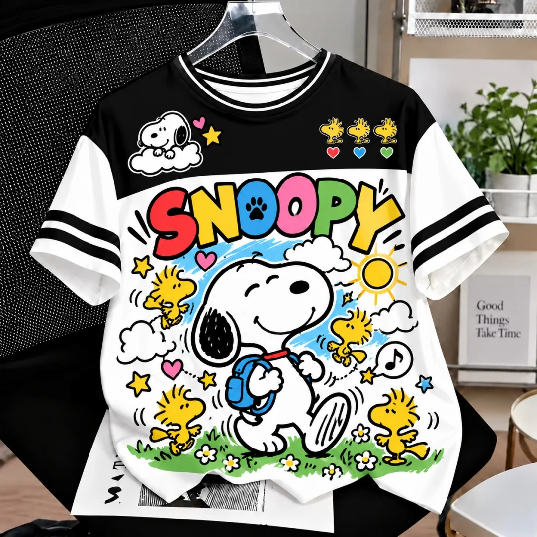 Peanuts Snoopy Woodstock Charlie Brown Buntes Grafik-T-Shirt Unisex Raglan-Streifen-Kurzarm-T-Shirt Herren-T-Shirt Kinder-T-Shirt – Detail 3