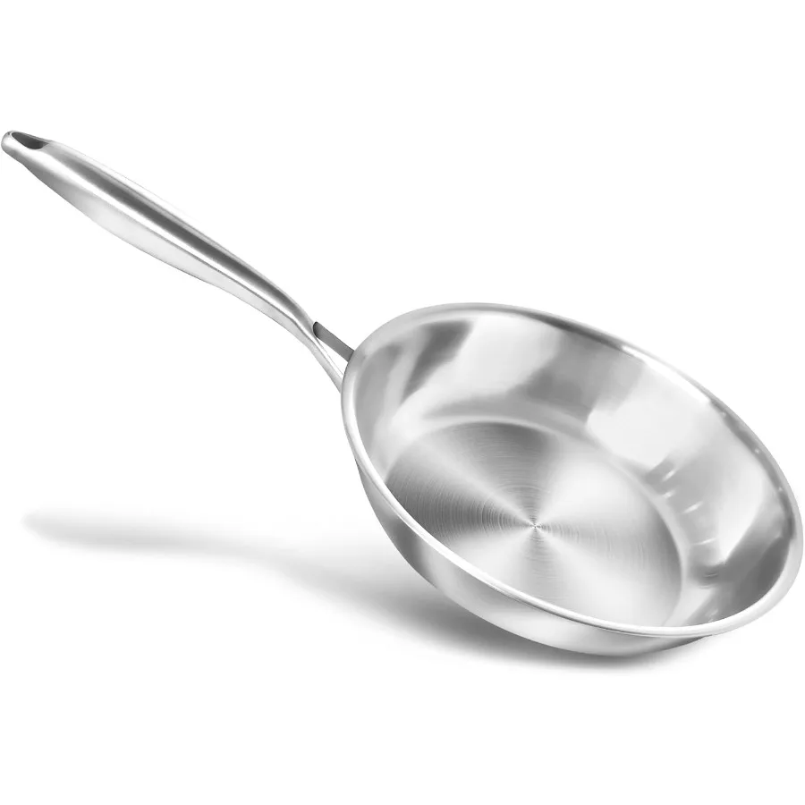 

Stainless Steel Frying Pan 10 Inch Induction Compatible Easy Cleaning Suitable for All Hobs