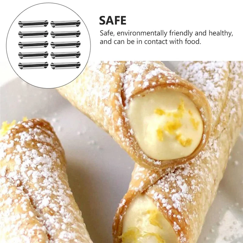 30-teilige Brioche-Brötchen, Brioche-Brot, Cannoli-Röhren, Edelstahl, Cannoli-Formen, antihaftbeschichtet, cremefarbenes Horn, dänische Gebäckform, Silber