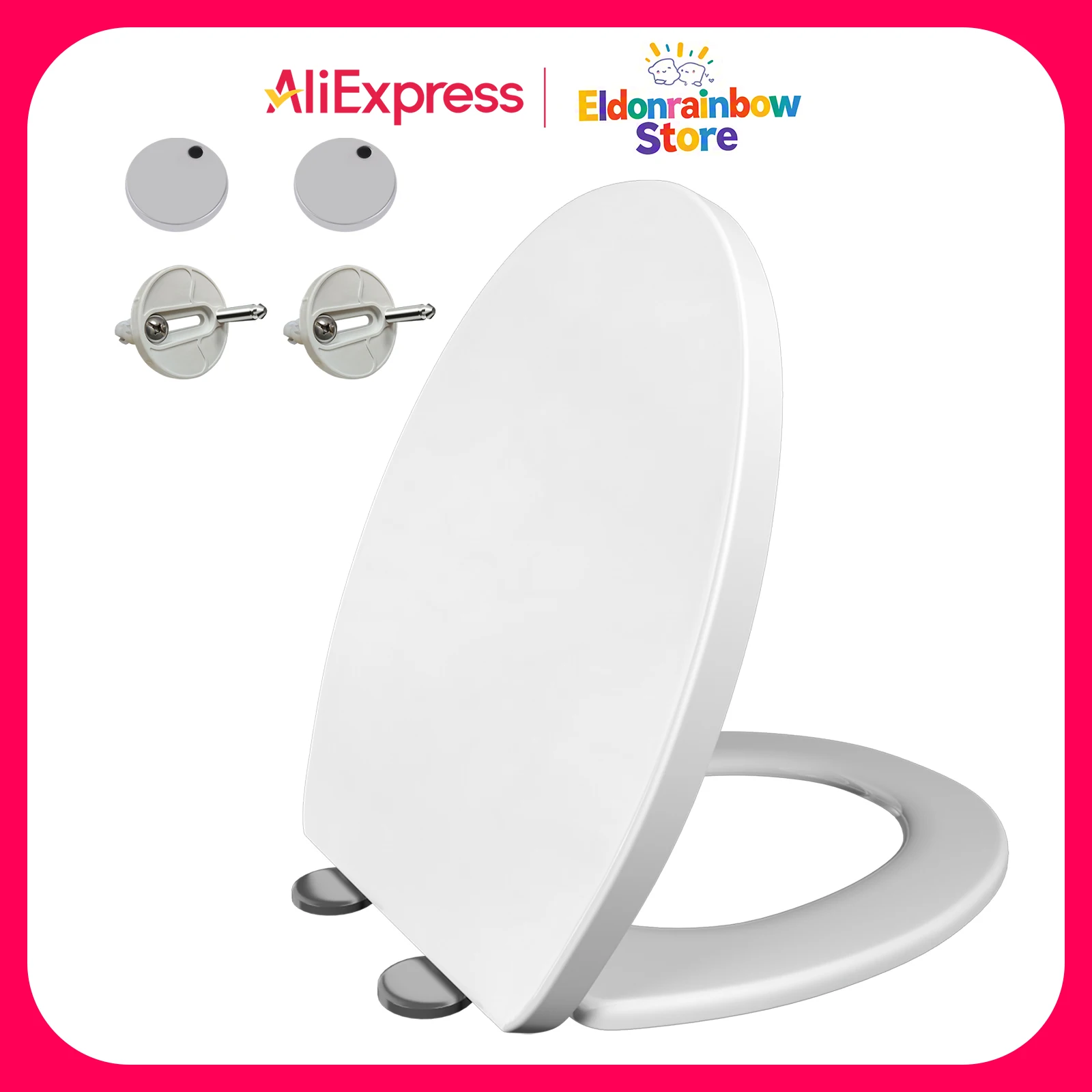 Sedile WC a forma di O con chiusura lenta, coperchio silenzioso, pratico, pratico, addensato, durevole, per entrambi gli adulti, bambini, accessori da bagno di sicurezza