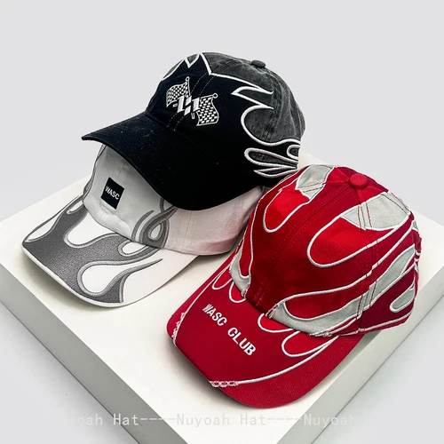 Nuevos sombreros de béisbol Unisex con letras de Hip Hop y bandera de llama, sombrilla Personal versátil, bloque de Color, gorras con visera, moda de nicho Retro ins