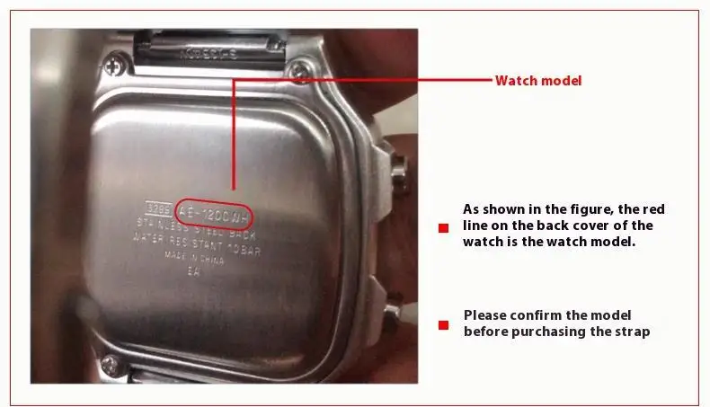 Für Casio 3299 AE-1200WH Uhrengehäuse, modifiziertes AE1200 Edelstahl-Uhrengehäuse, Metallgehäuse mit wasserdichtem Ring, Schwarz und Silber – Detail 3
