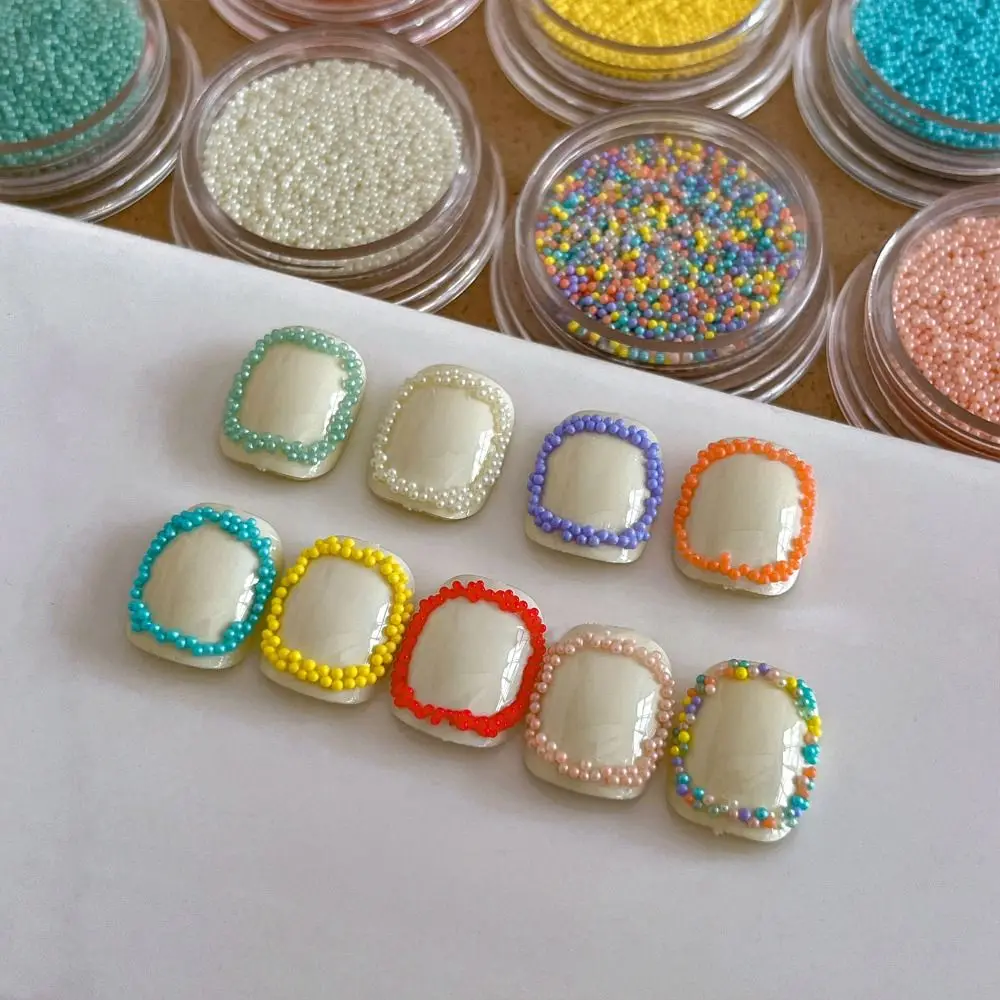 Macaron Bubble Beads Nail Rhinestones 9 Colors Kawaii 3D Resin Round Candy Mini Caviar Beads Nails Charms Manicure Decorations