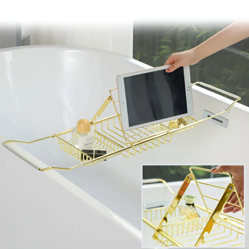 

Relaxing Bath Bathtub Tray Bath Table Bath Tray Bath Desk Extendable Bath Table Bathtub Drainer Steel Rust -Slip Stand