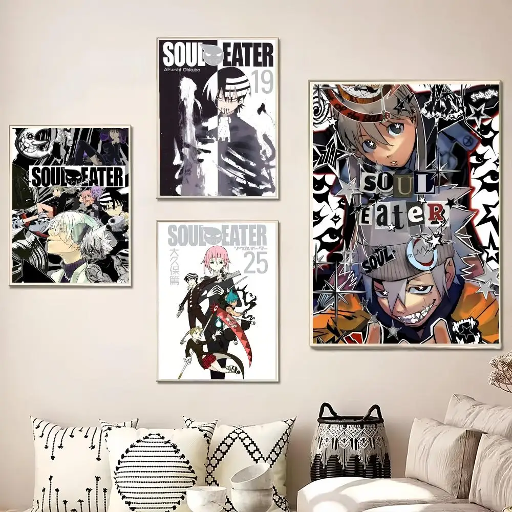 Dark Anime Soul Eater Painting Calligraphy Canvas Poster Wall Art for Living Room Bedroom Cafe Decor Gift