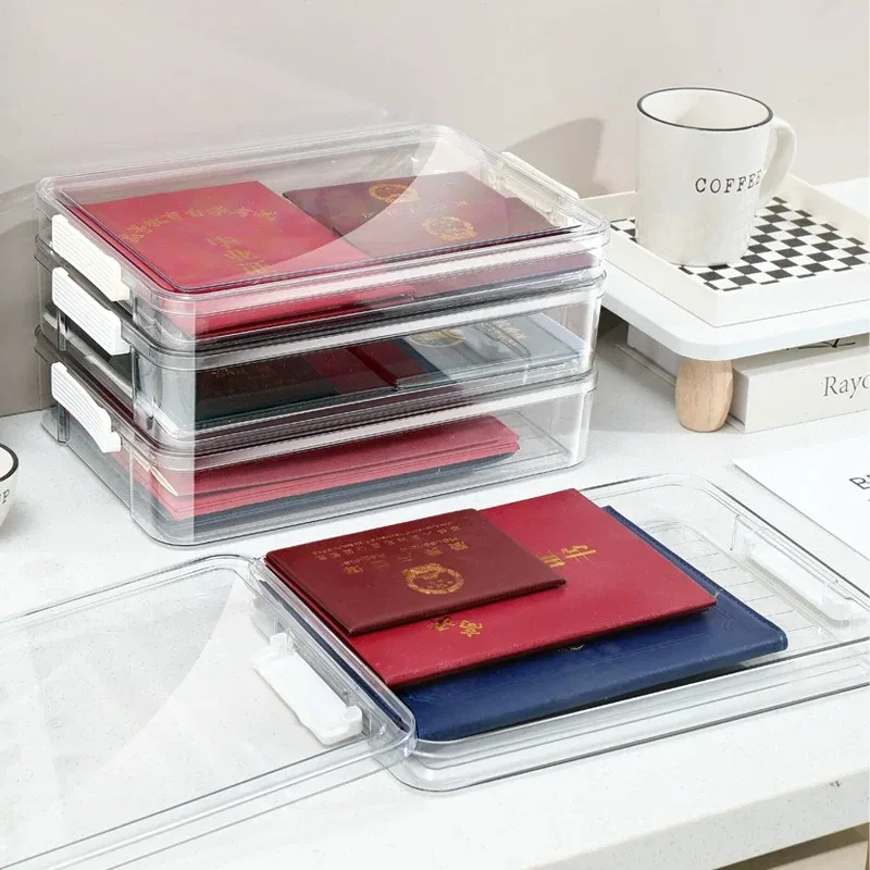 Acrylic Transparent Desktop Paper Storage Box A4 File Document Exam Paper Organizer Household Dust Proof Card Holder Case