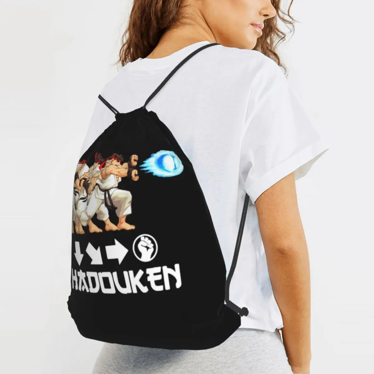 Defeated Portraits Super Street Fighter Backpacks Casual Drawstring Bags Shoes Bag Book Bags for Man Woman Students