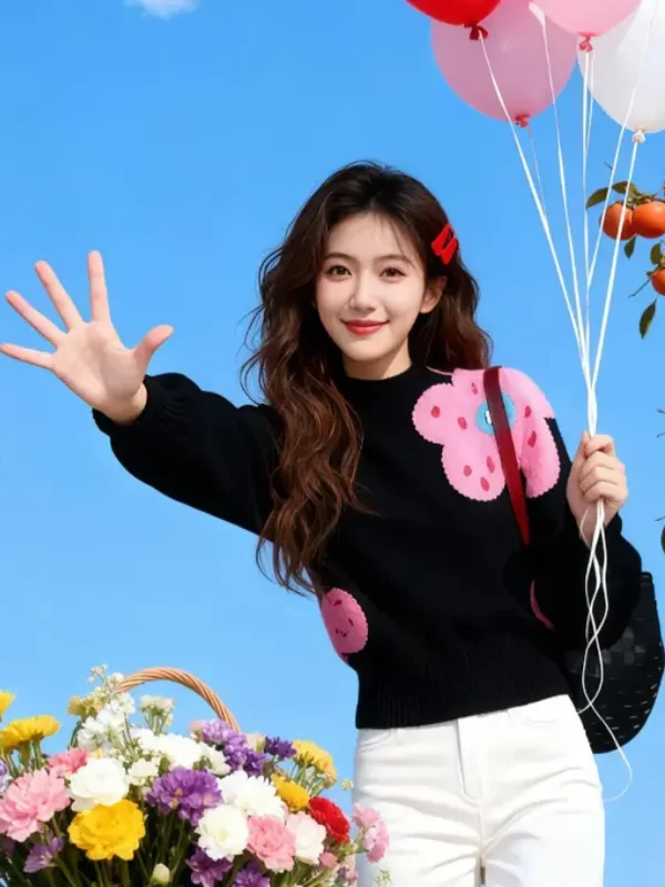 

Осень-зима, длинный вязаный свитер Sve, корейский повседневный свободный крой с принтом Sle Spor, мягкий удобный женский модный топ