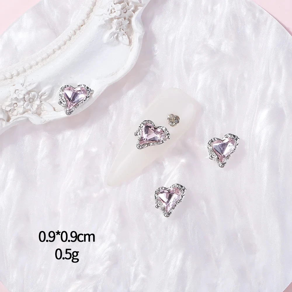 5pcs Flash Pink Nail Accessories Love Butterfly Star Cross Nail Art Charms Luxury Crystal Metal Pendant Nail Decorations Parts