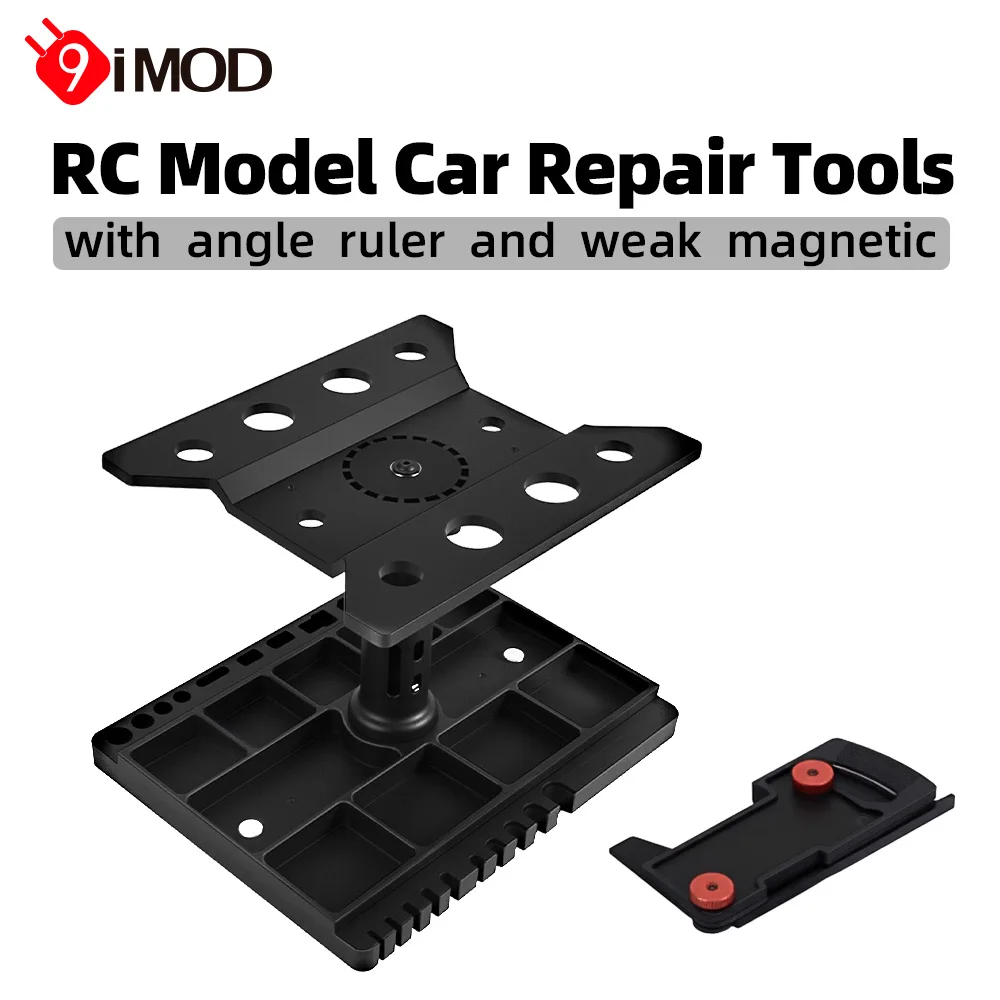 

9IMOD RC Car Repair Stand Plastics Work Station Assembly Platform 360° Rotation with angle Ruler for For 1/16 1/18 1/20 RC Car