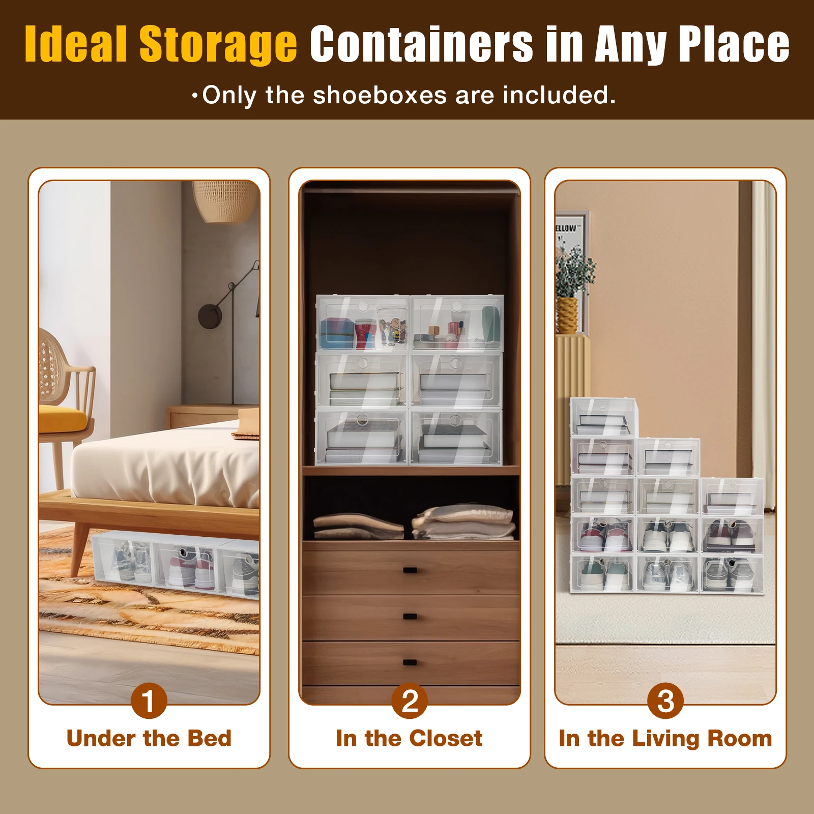 24 Pack Stackable Shoebox 24 pack Stackable Shoebox, Foldable Transparent 24 Thickened Shoe Boxes