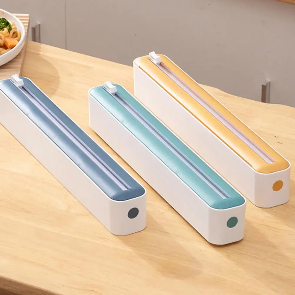 Clingfilm Dispenser with Slider Cutter 2-in-1 Plastic Wrap Tin Foil Holder for Kitchen Home Clingfilm Cutter And Dispenser