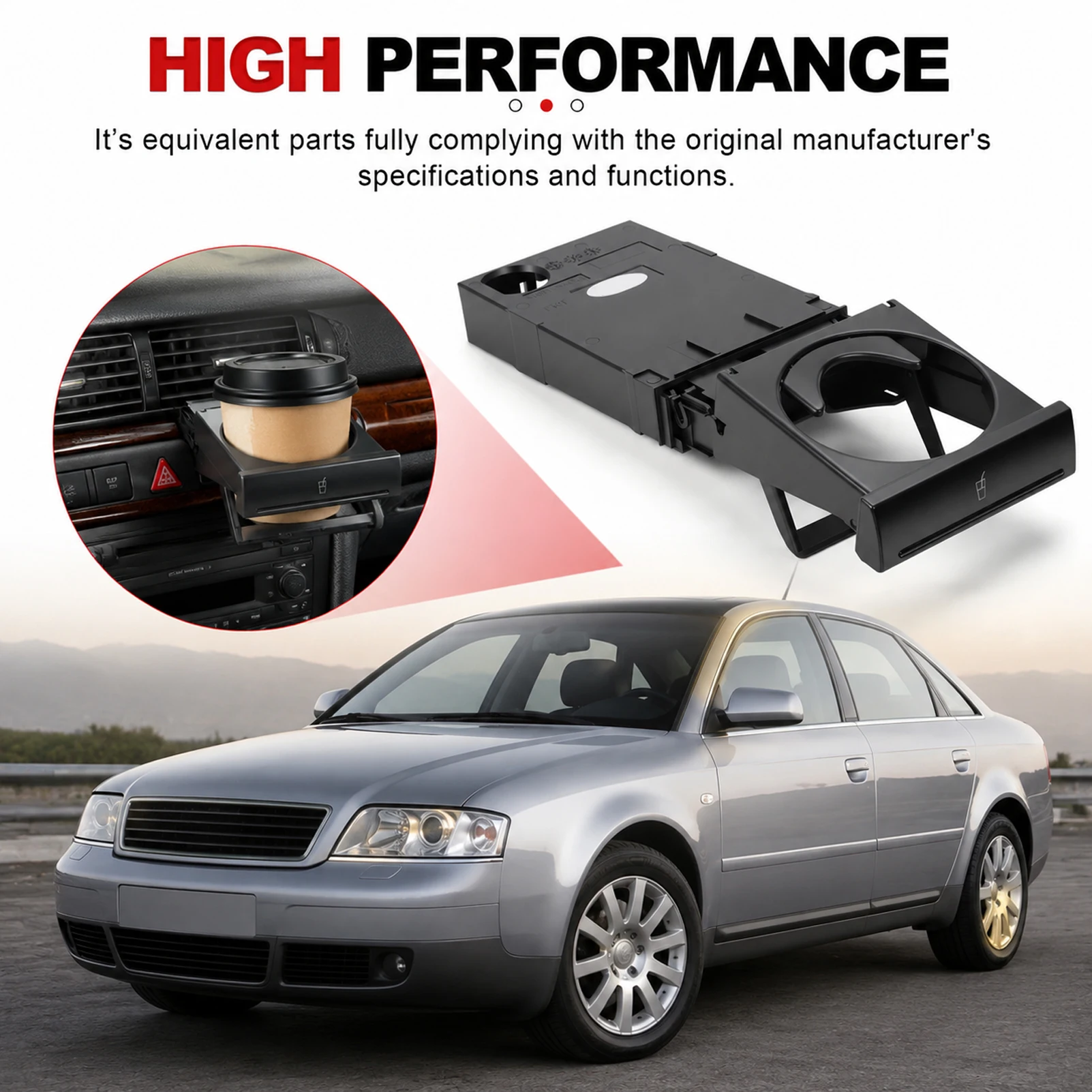 4B0862534D Auto Air Vent Drink Cup Holder Foldable Anti-slip Bottle Holder Stands For Audi C5 A6 1998-05