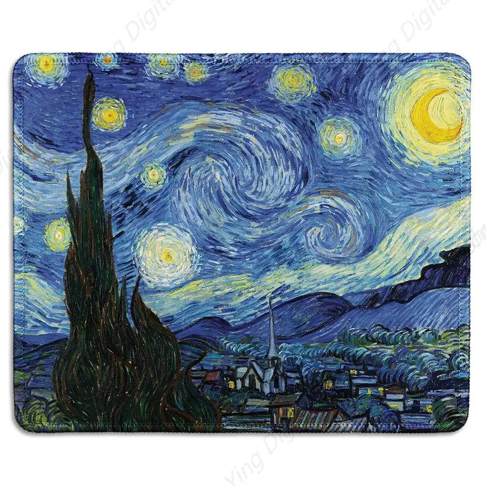 

The Rubber Mouse Pad From Van Gogh's Famous Painting Starry Night Is Suitable For Gaming Office Laptops 25*30cm