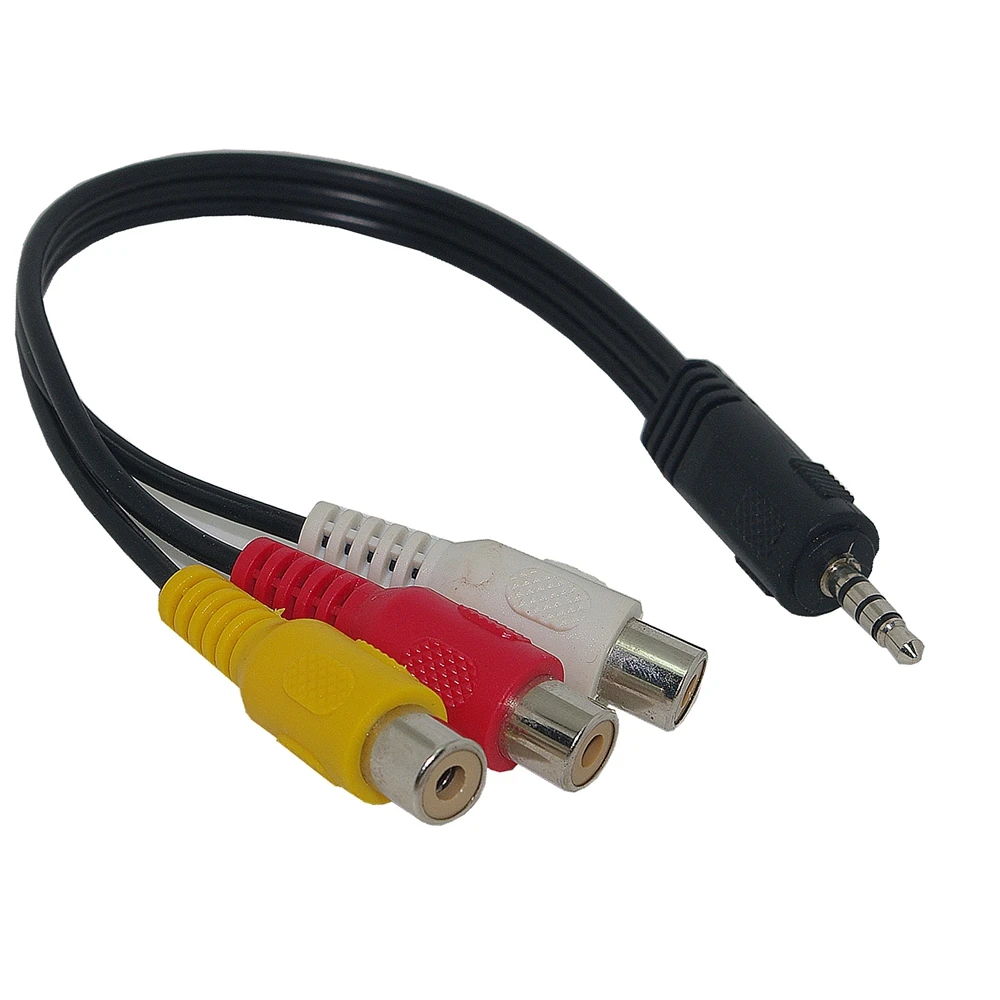Fiche d'angle jack de 3.5mm vers 3 adaptateurs RCA 600 vers 3.5 connecteurs audio auxiliaires 600, convient pour 6 mi6 Letv 2 Pro 2 Max2