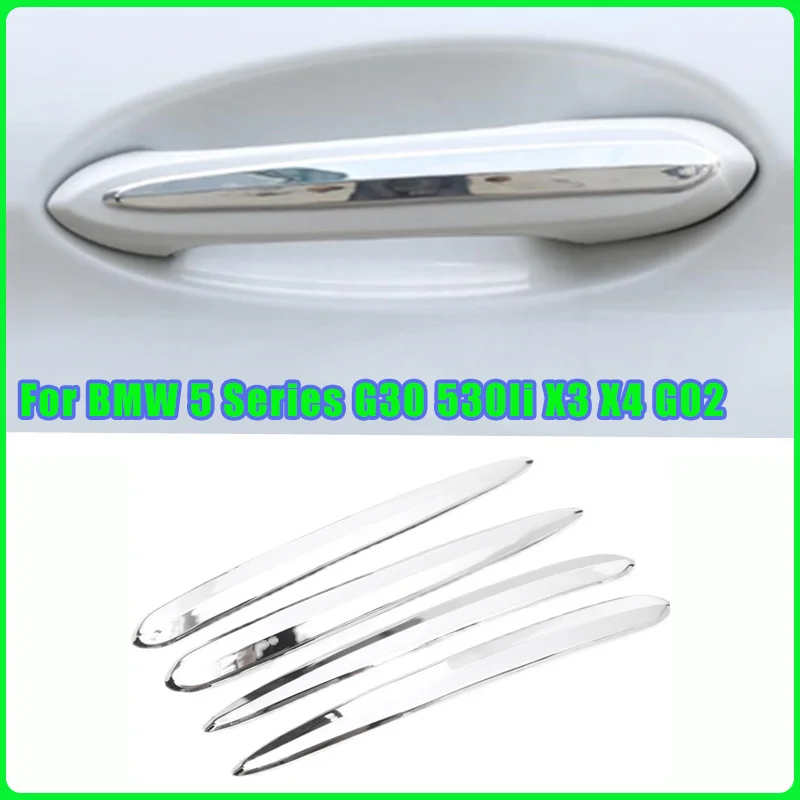 4Pcs/set for BMW 5 Series G30 530li X3 X4 G02 2018-2020 ABS Car Door Handle Molding Cover Trim Carbon Fiber Look Exterior Parts