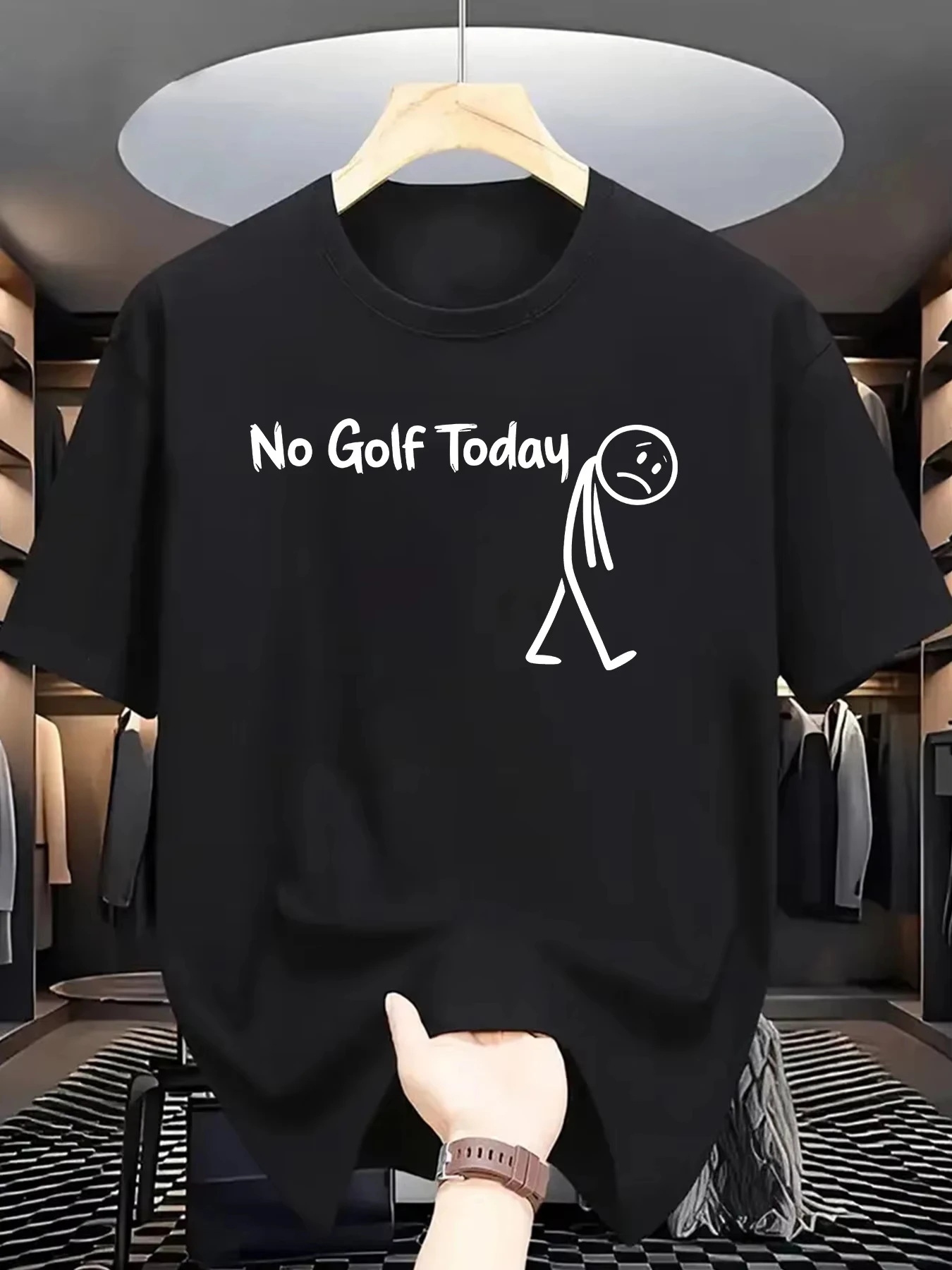 Funny No Golf Today Graphic T-Shirt Light Purple Casual for Golfers Everyday Weekend Outfits Breathable Sleeve Clothing Fashion