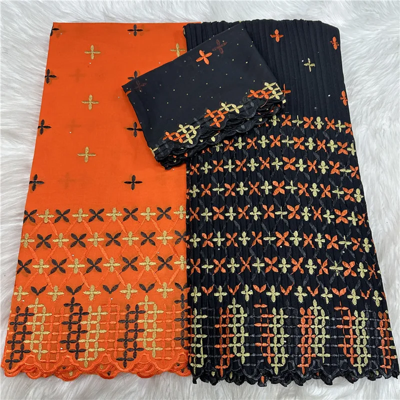 

2.5+2.5 Yard Swiss Voile Lace Fabric Lafaya Dry LaceEmbroidery African 100% Cotton Popular Dubai Style For Party Material 18L116