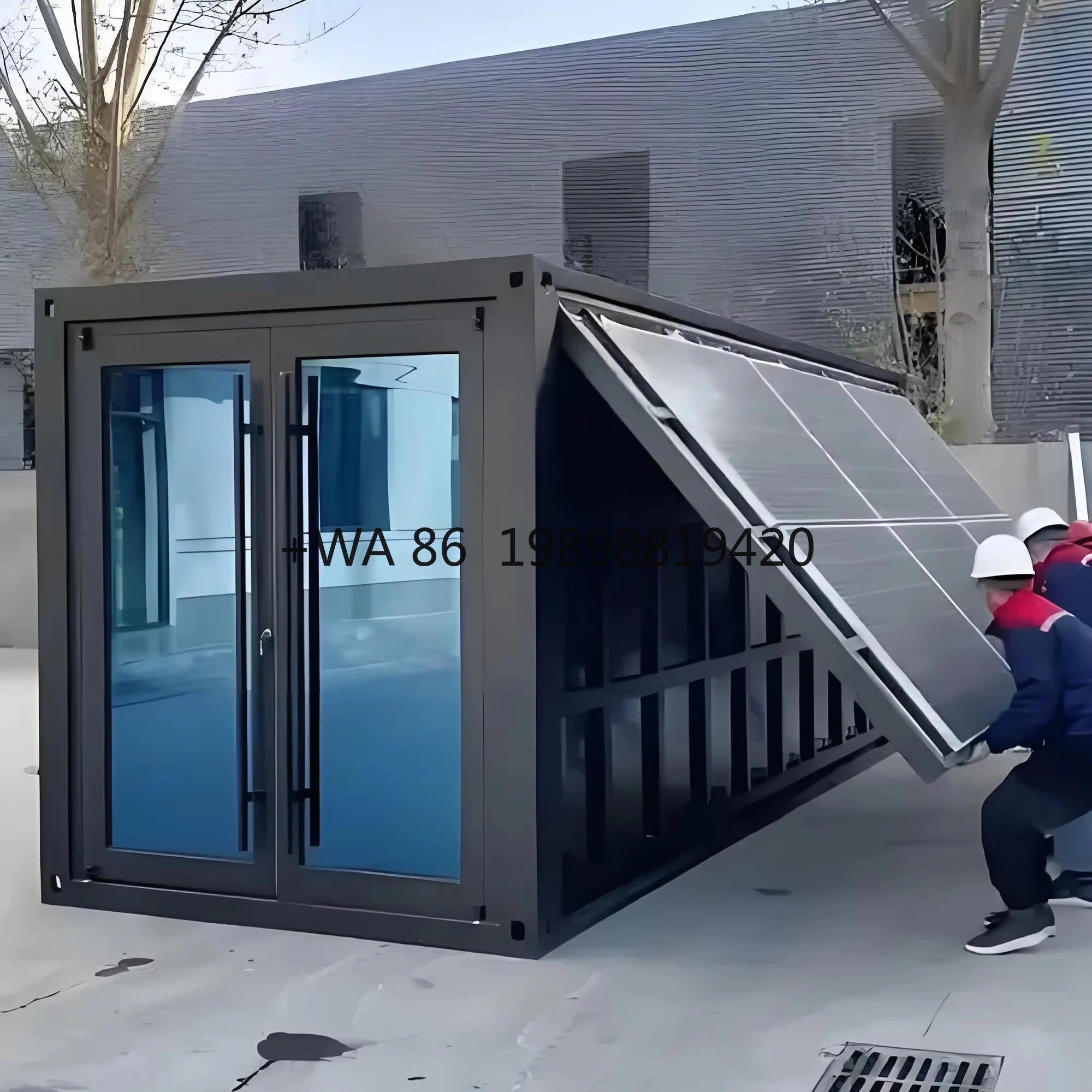 Retractable Weatherproof Patio Enclosure with Solar Cell Panels Solar Powered Contemporary Container House Expandable Design