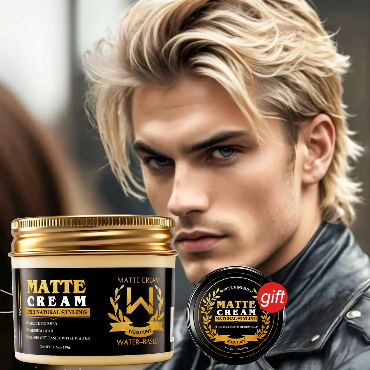 

Men Matte Cream All Day Styling Clay,Medium Hold Moisture Anti-frizz Hair Cream,Water-based & Lightweight Natural Matte Products