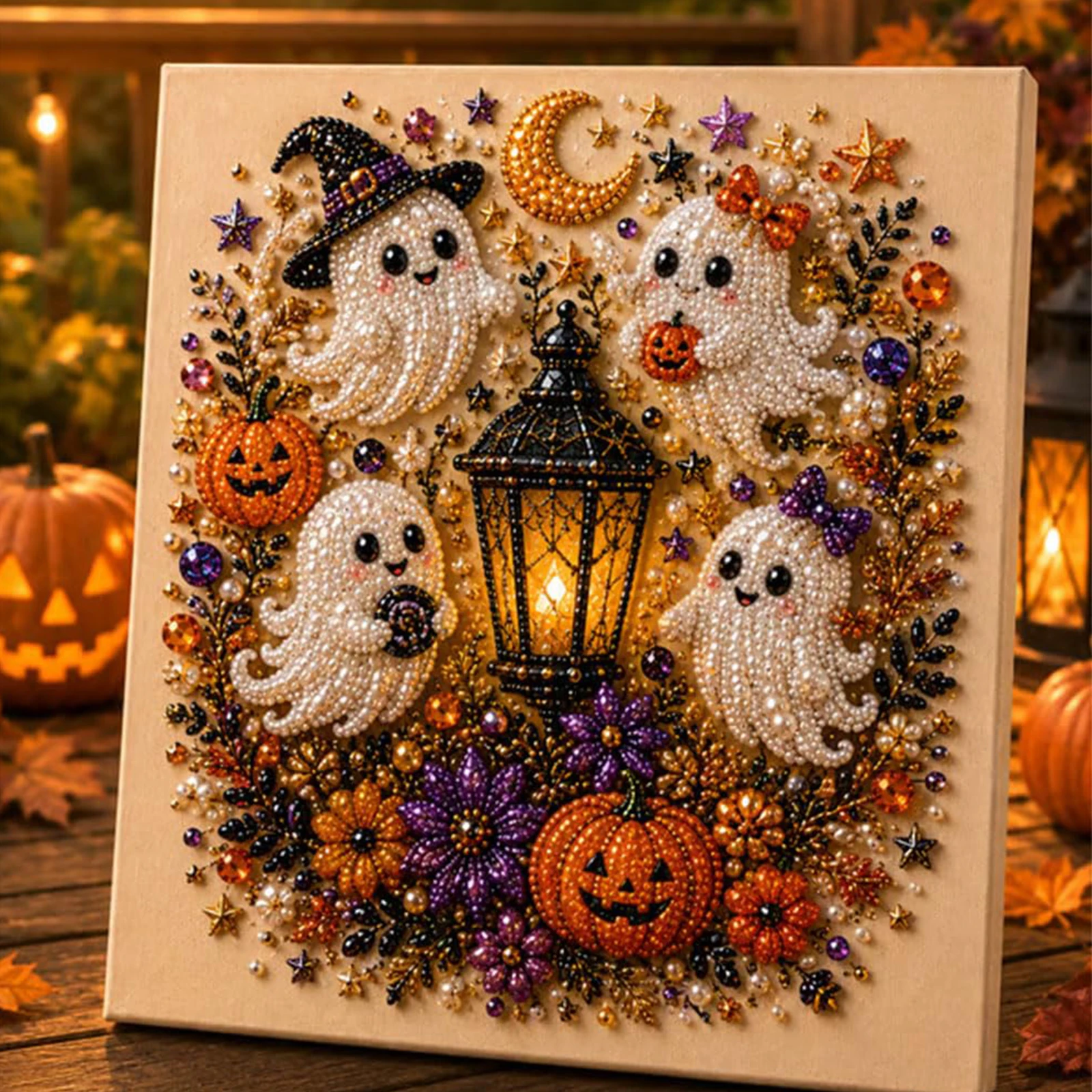 DIY Halloween Gerahmtes Diamant-Perlen-Malset 20x20cm Perlen-Diamant-Kunstset Perlen-Diamant-Malset für Erwachsene Heimdekoration – Detail 16