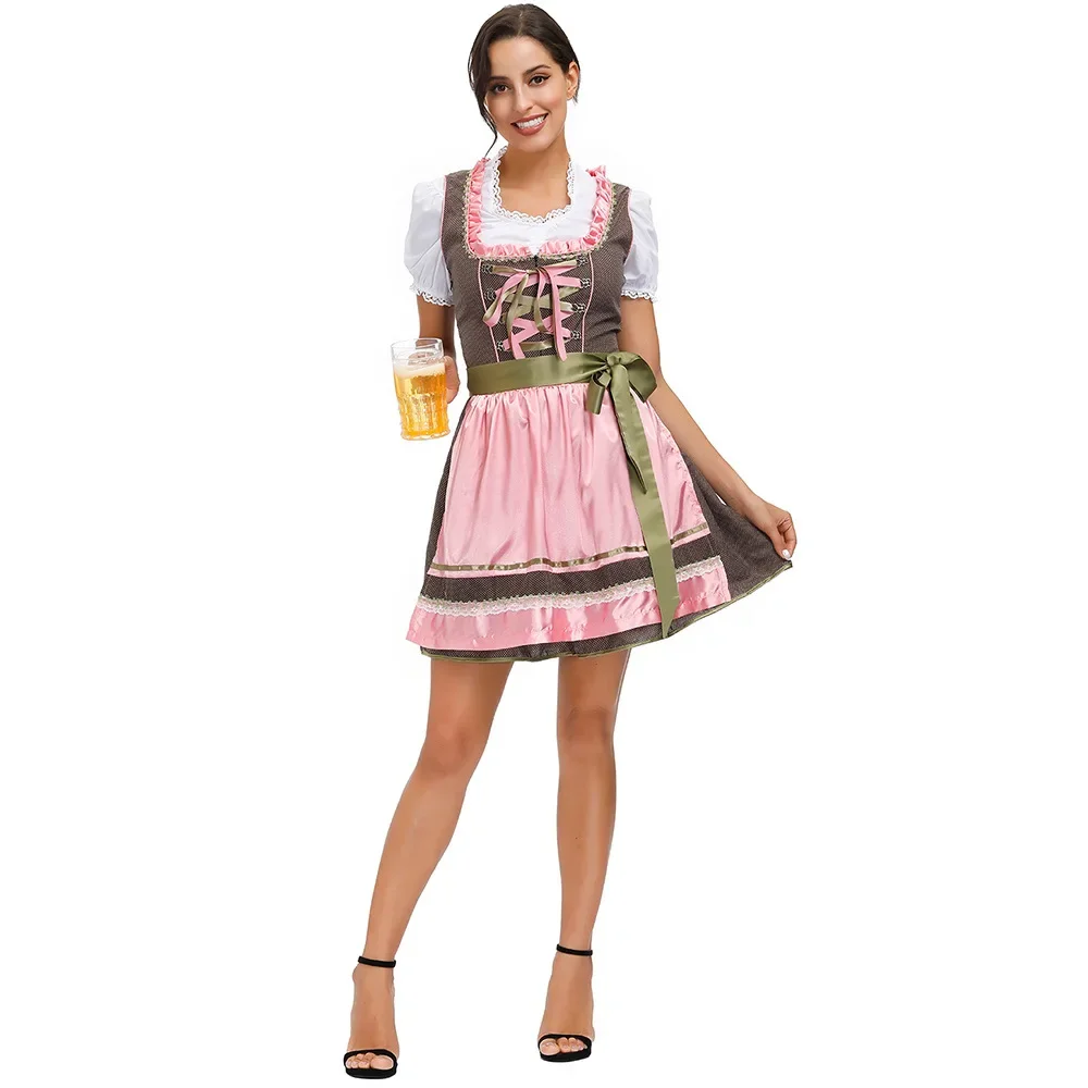 여성 옥토버 페스트 Dirndl 원피스 독일 바이에른 맥주 렌치 웨이트리스 코스튬 카니발 파티 원피스