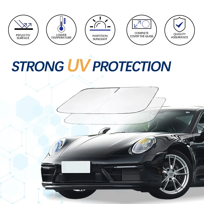 Windshield Sun Shade For Porsche 911 GT3 991 997 996 993 92 Sunshade Sun Visor Protector Foldable Blocks UV Rays Keep Car Cooler