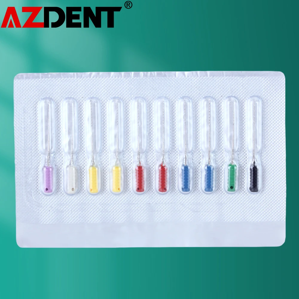 10pcs/Pack Azdent Dental Endo Files 25mm Barbed Broaches Dental Stainless Steel Root Canal Cleaning Files