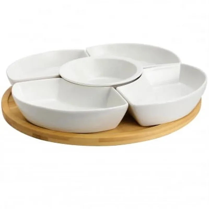 

Signature Modern 13.5 inch 7 Piece Lazy Susan Appetizer and Condiment Server Set