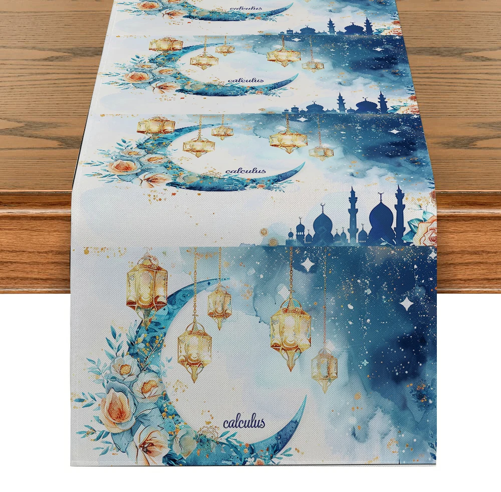 Eid Ramadan Light Table Runners Kitchen Table Decor Farmhouse Washable Dining Table Runner Holiday Party Wedding Decorations