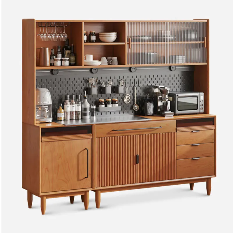 Nordic all solid wood, cherry wood, side cabinet, locker, restaurant integrated against the wall, minimalist household locker