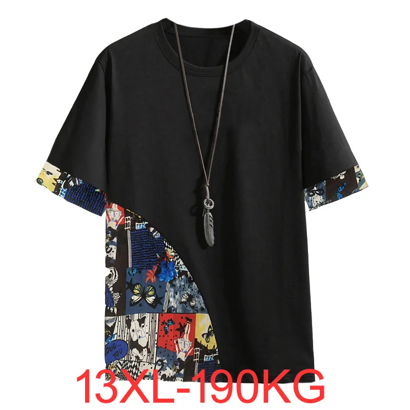 190KG Summer  Plus Size Hip Large Casual 8XL 9XL 10XL11XL 13XL 170 Bust Sleeve T-shirt T Shirts Oversized