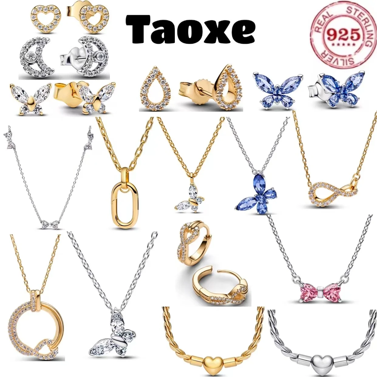 

Набор украшений с бабочками, хит продаж: ожерелье и серьги из чистого серебра 925 пробы с цирконами, женские украшения на День святого Валентина, подарки