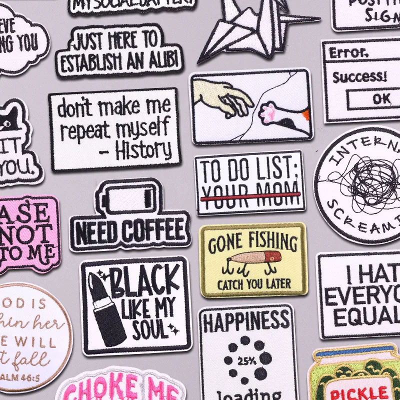Buchstaben-Stickpatches, positive Slogan-Patches für Kleidung, DIY-Cartoon-Buchstaben-Patch, Aufbügel-Patches für Kleidung, DIY-Abzeichen