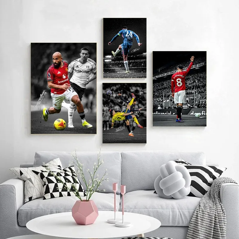 Modern Soccer Player Canvas Wall Art Sport Poster Abstract Football Athlete Action Print Living Room Bedroom Office Home Decor