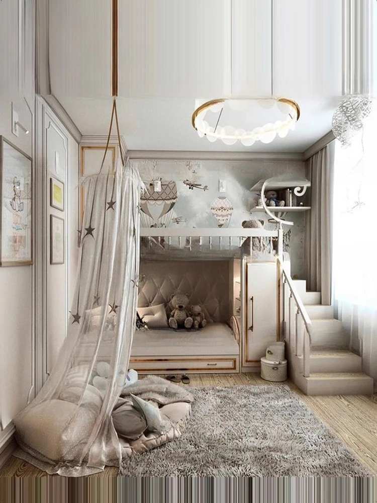 أسرة علوية وسفلية بسيطة وحديثة 1 متر 2 سرير بطابقين، نصف ارتفاع b eds، سرير أبيض مطلي بالذهب