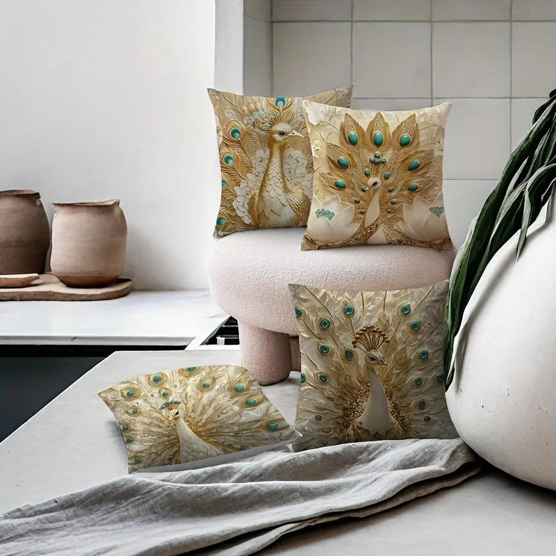 ديكور المنزل رائعة نمط الطاووس الطباعة الرقمية نمط غطاء الوسادة مناسبة لغرفة نوم أريكة غطاء وسادة السيارة
