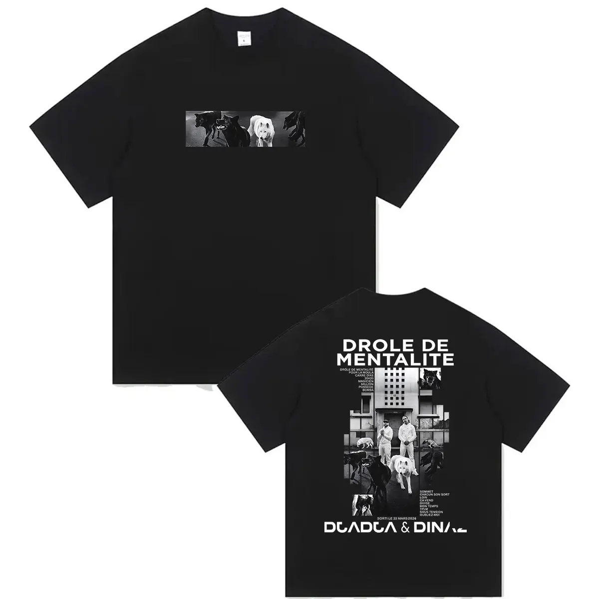 Rapper Djadja & Dinaz DROLE DE MENTALITE Album 2026 Grafik T-Shirt Herren Hip Hop Vintage Baumwolle Kurzarm T-Shirt Streetwear – Detail 2