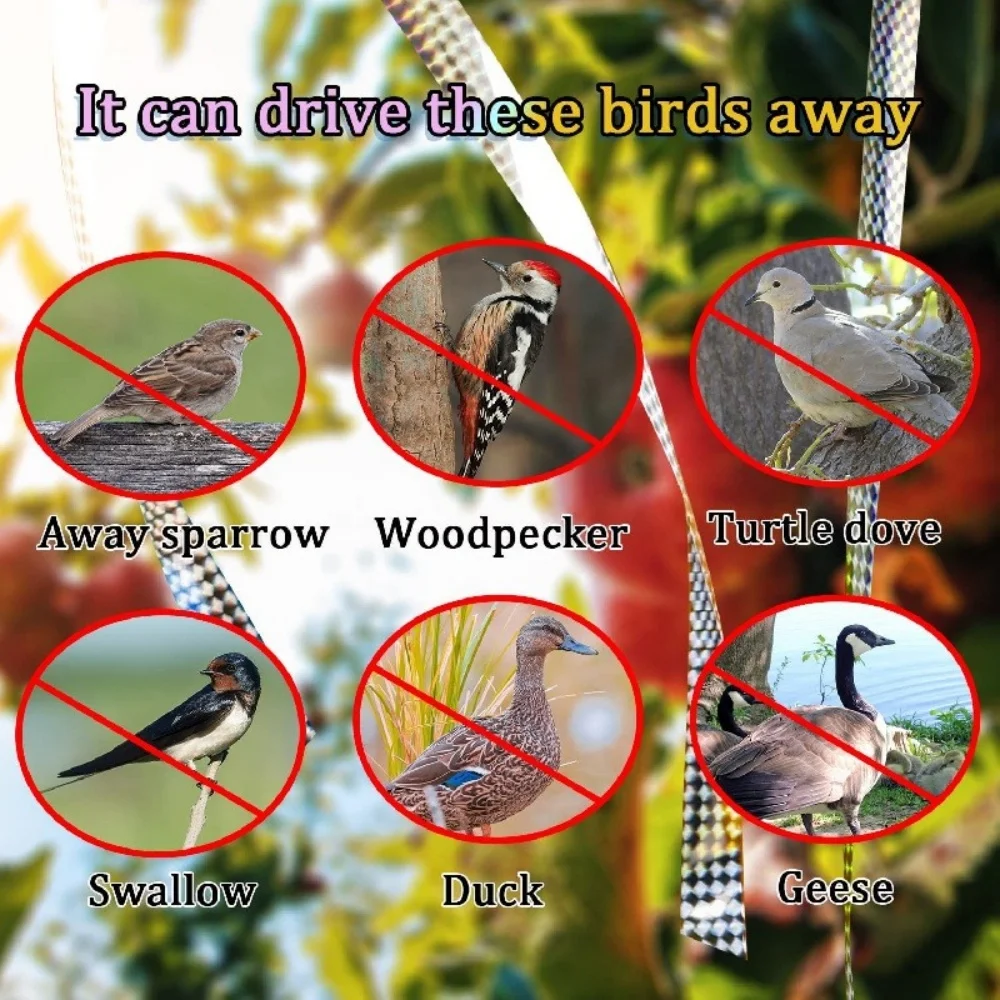 Anti Bird Tape Flashing Reflective Bird Scarer Tapes Bird Repeller Anti Pigeon Ribbon Pigeon Repeller Garden Pest Control view 2