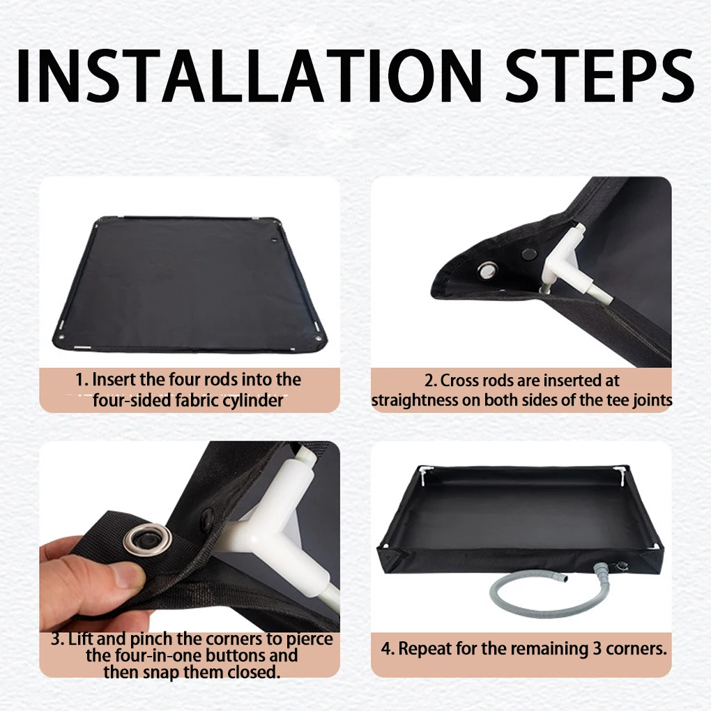 

Основание палатки для душа на открытом воздухе, складной душ с дренажным отверстием 80x80x10 см, черный портативный душ