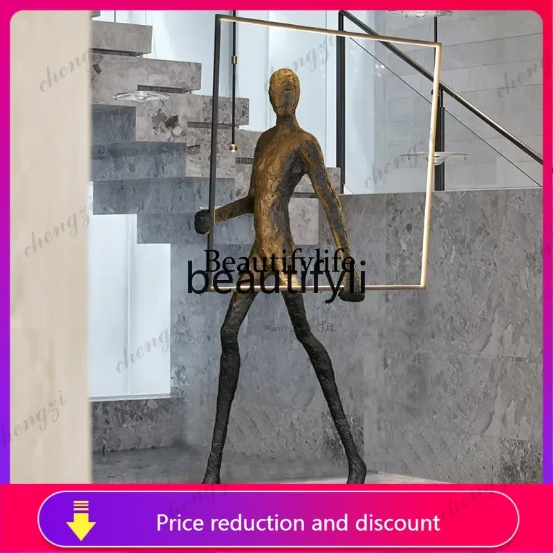 D5556 Humanoid art sculpture ball floor lamp, creative character floor lamp in the exhibition hall of the hotel lobby