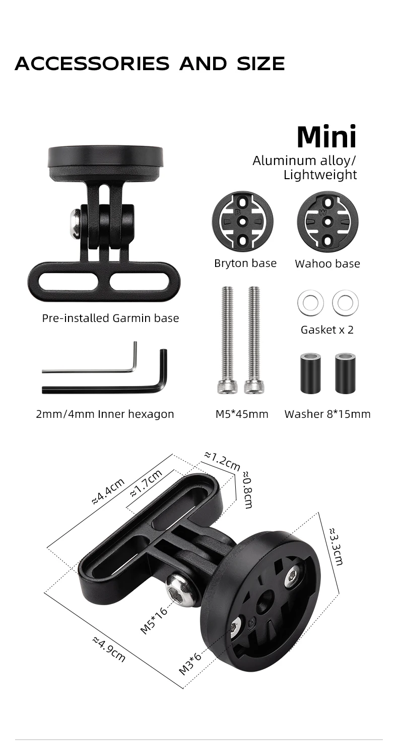 ROCKBROS Fahrradhalterung Frontlicht Lampenfassung Aluminiumlegierung Verlängerungshalter für Fahrradcomputer Wahoo Bryton Garmin Halterung – Detail 14