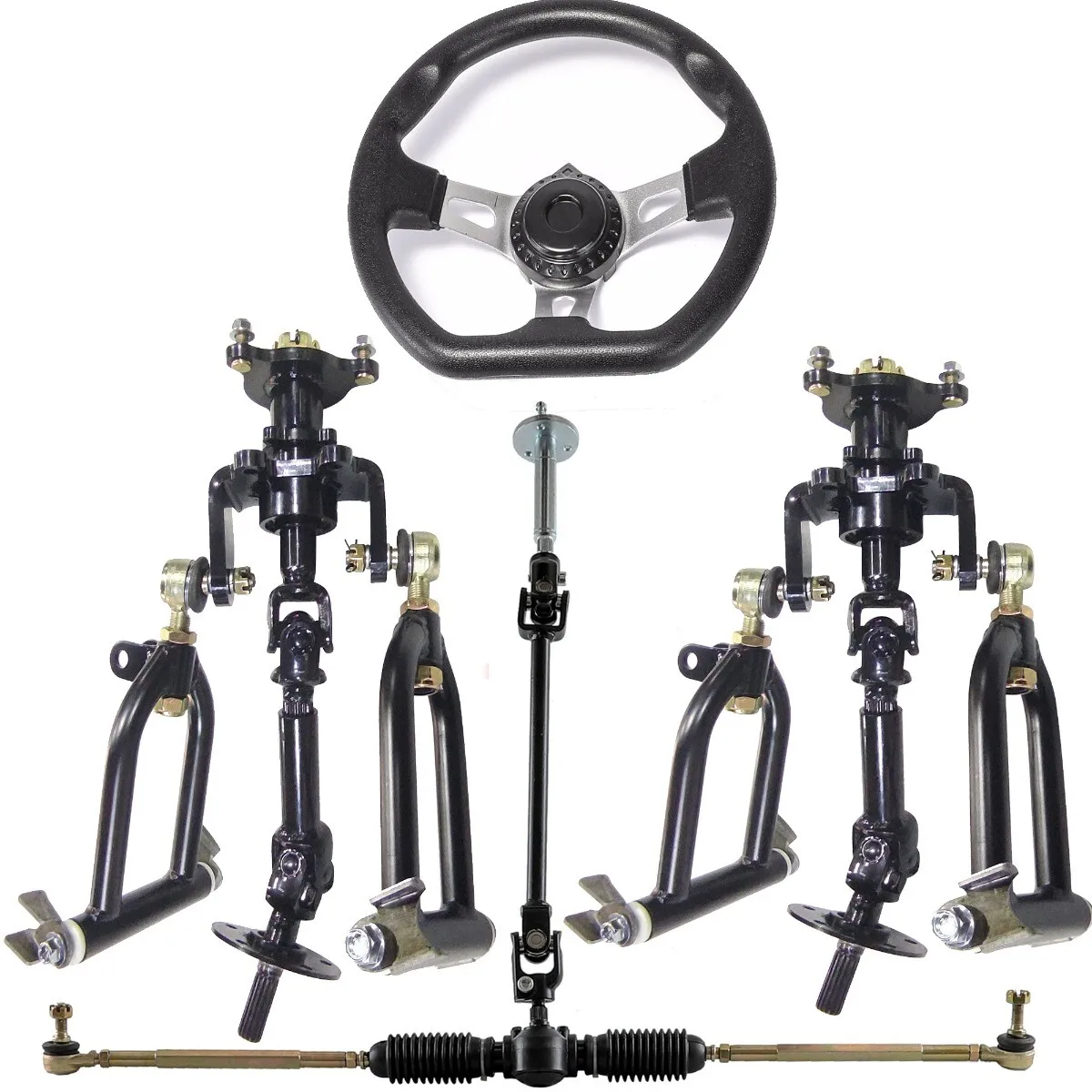 

Go Kart Steering Wheel Gear Rack Shaft Front Drive Swingarm Kit for ATV Quad